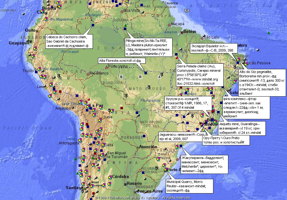 Достопримечательности Бразилии на карте. Бразилия на карте. Описание бразилии по картам