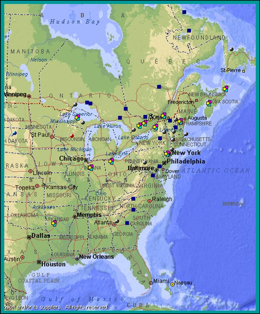 Название городов северной америки. Карта США на карте Северной Америки. Восточное побережье Северной Америки на карте. Карта Северо-восточного побережья США. Восточное побережье Америки на карте.